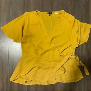 Yellow Wrap Top with adjustable tie